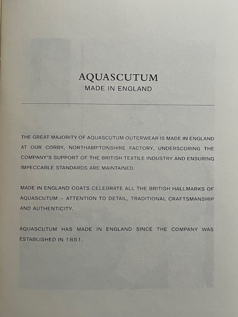 Aquascutum brochure